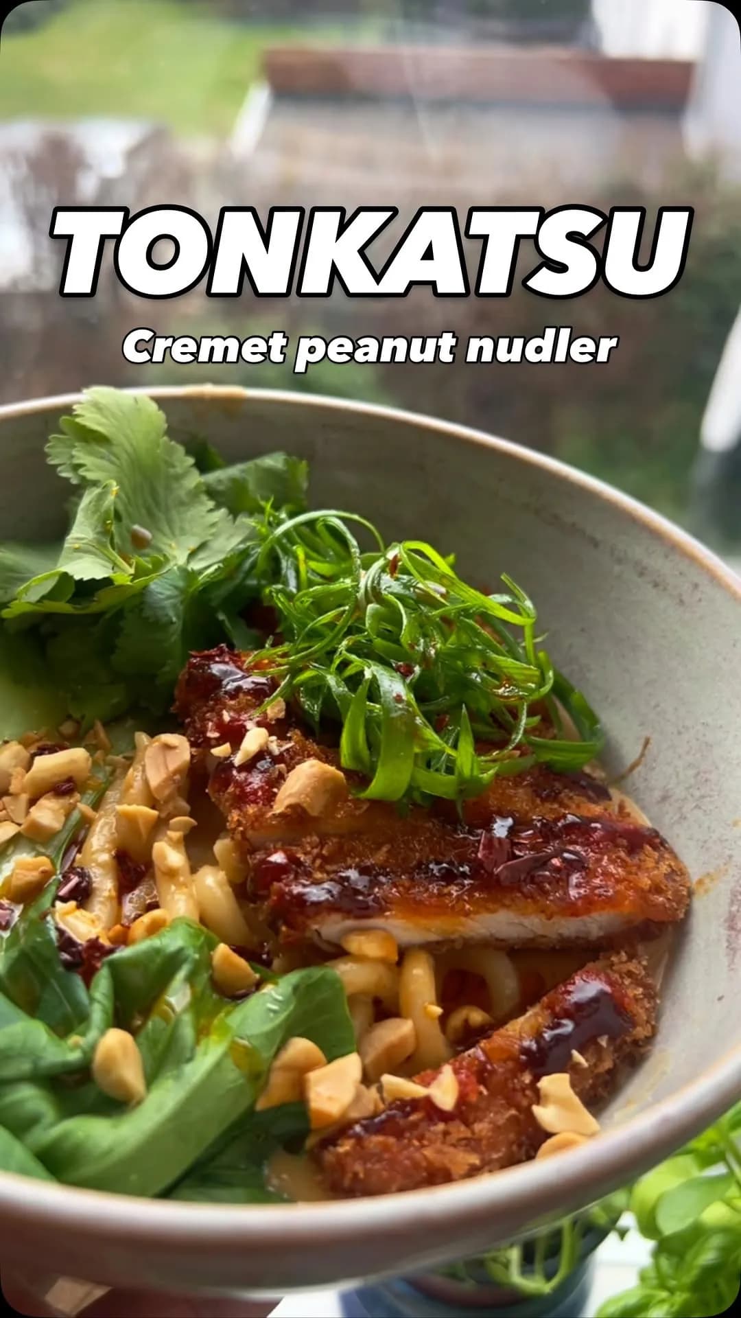 Cremet peanut ramen med sprød tonkatsu på 20 minutter